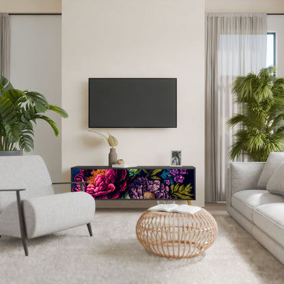 Mobile TV BLOOMING ELEGANCE a 3 ante con finitura nera