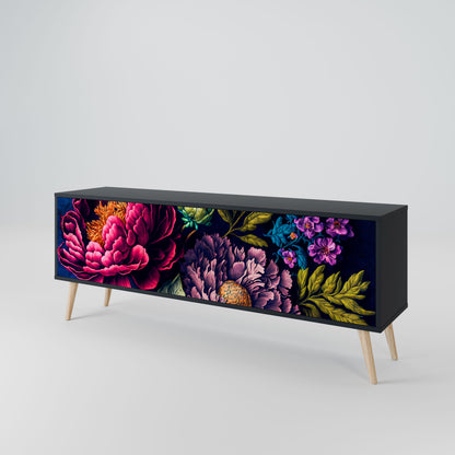 Mobile TV BLOOMING ELEGANCE a 3 ante con finitura nera