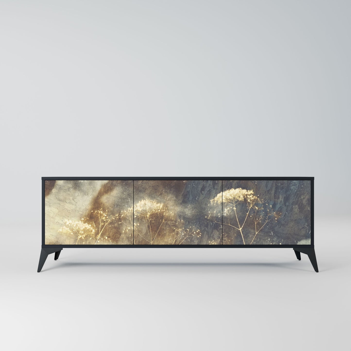 Mobile TV GENTLE POWER a 3 ante con finitura nera