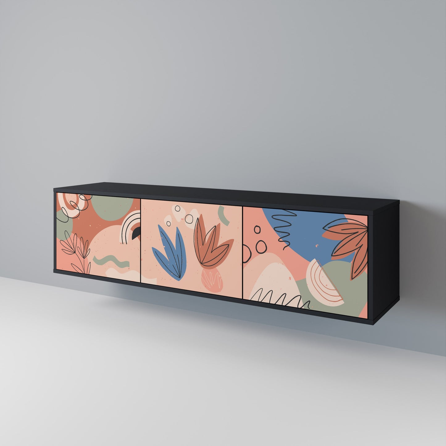 Mobile TV PASTEL DESTINY a 3 ante in finitura nera