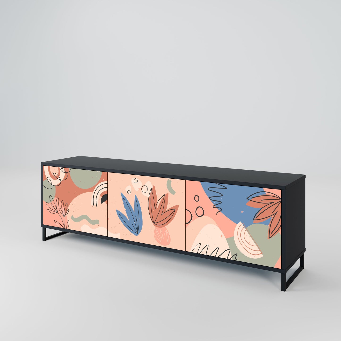 Mobile TV PASTEL DESTINY a 3 ante in finitura nera