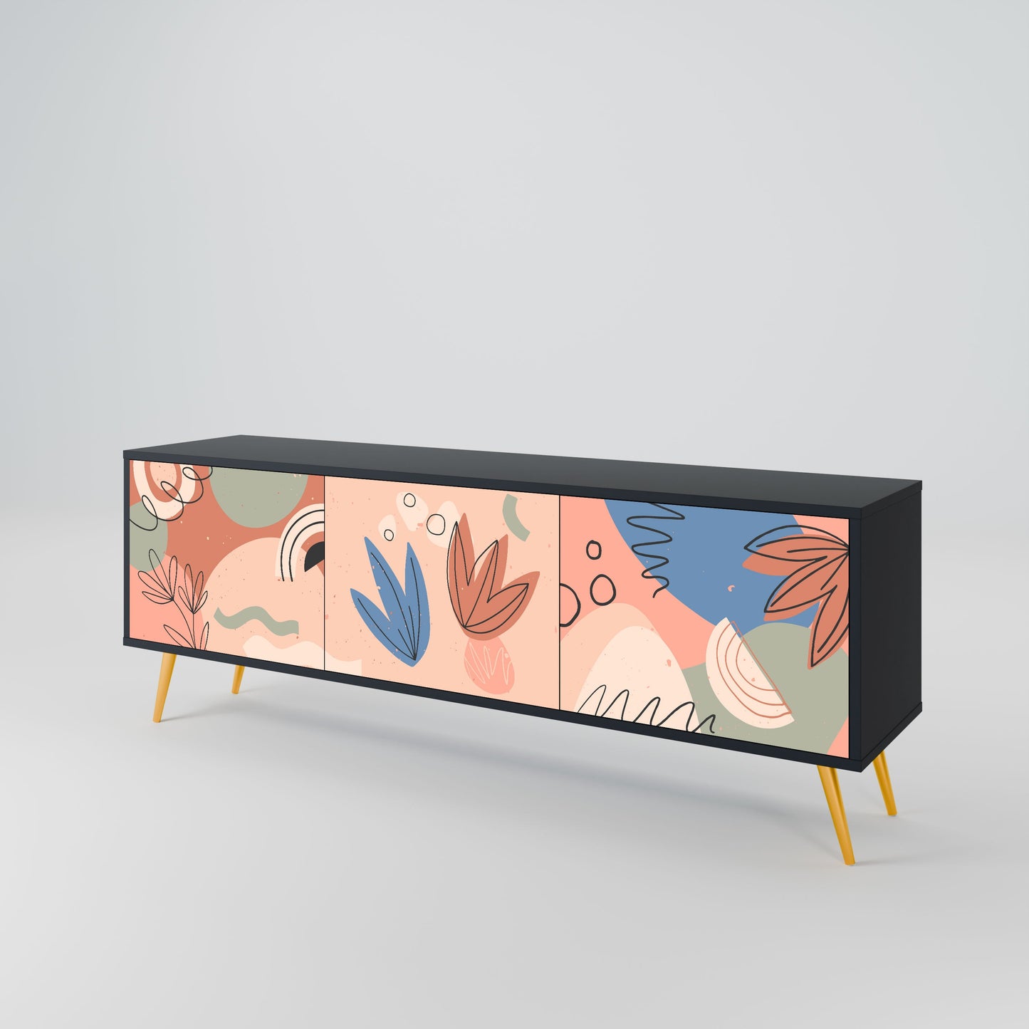 Mobile TV PASTEL DESTINY a 3 ante in finitura nera