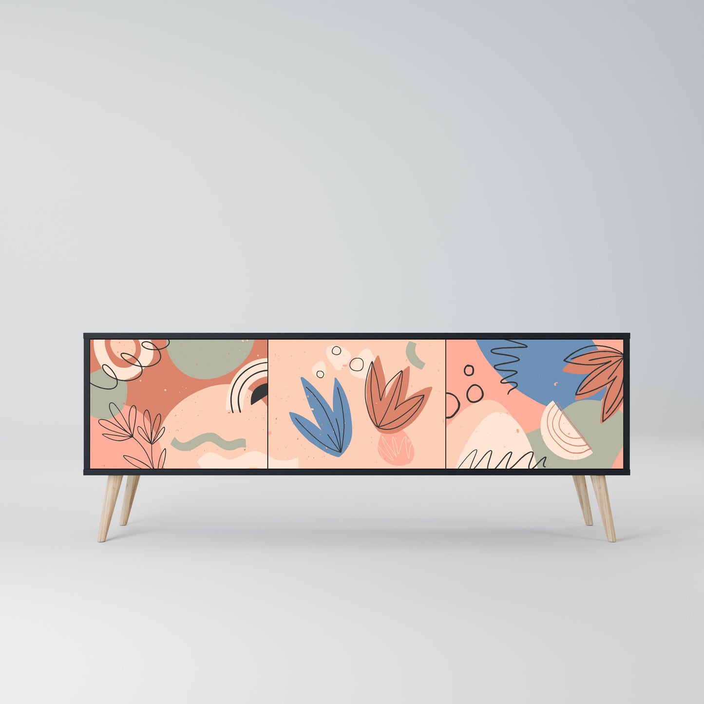 Mobile TV PASTEL DESTINY a 3 ante in finitura nera