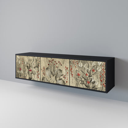 Mobile TV HERBAL GRACE a 3 ante con finitura nera