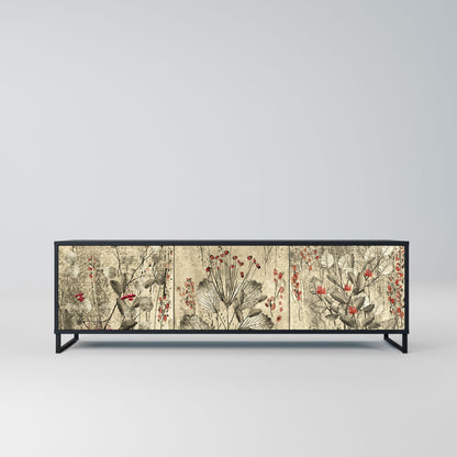 Mobile TV HERBAL GRACE a 3 ante con finitura nera