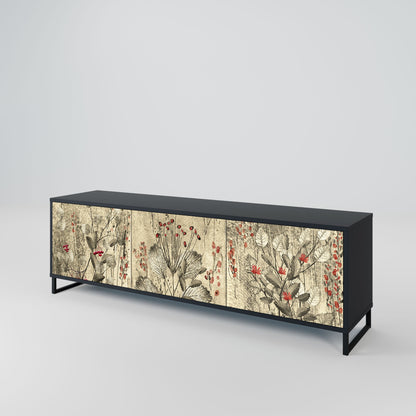 Mobile TV HERBAL GRACE a 3 ante con finitura nera
