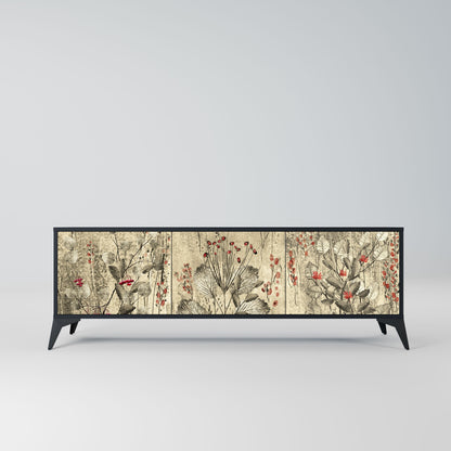 Mobile TV HERBAL GRACE a 3 ante con finitura nera