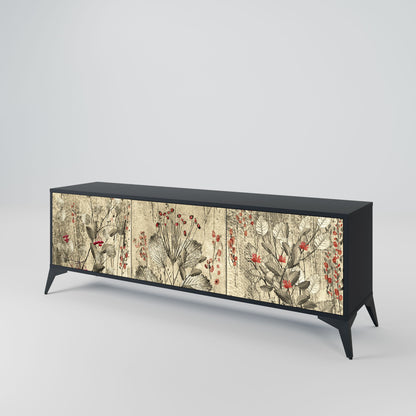 Mobile TV HERBAL GRACE a 3 ante con finitura nera