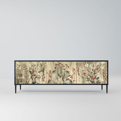 Mobile TV HERBAL GRACE a 3 ante con finitura nera