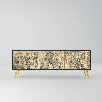 Mobile TV HERBAL GRACE a 3 ante con finitura nera