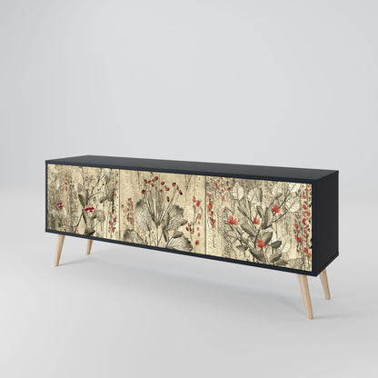 Mobile TV HERBAL GRACE a 3 ante con finitura nera