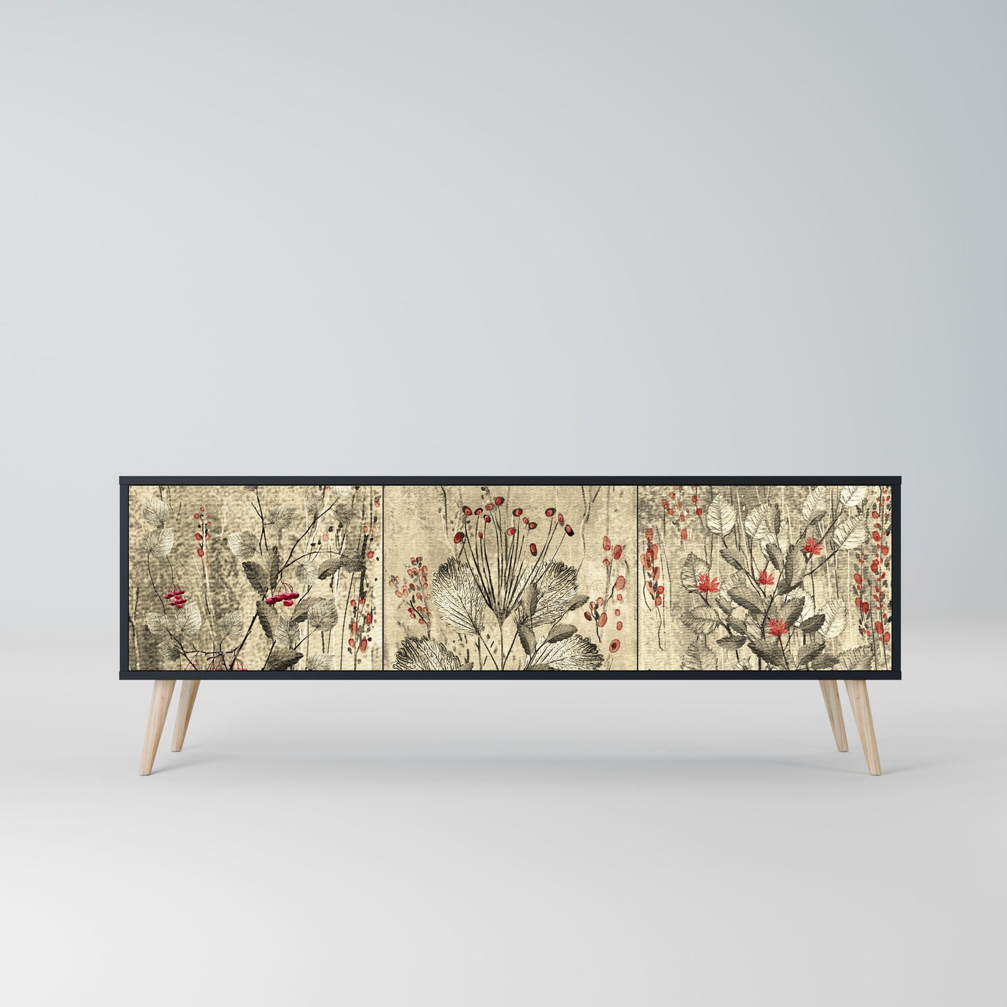 Mobile TV HERBAL GRACE a 3 ante con finitura nera