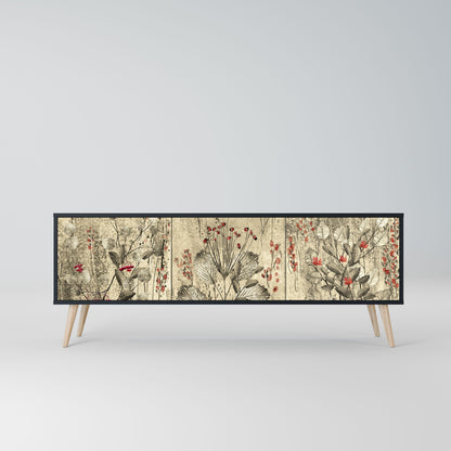Mobile TV HERBAL GRACE a 3 ante con finitura nera