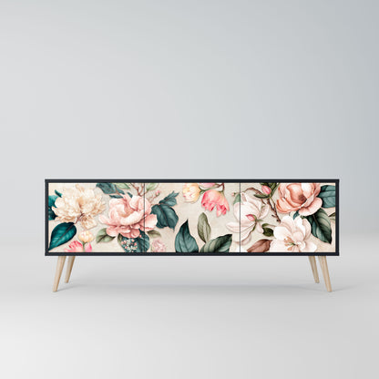 Mobile TV FLORAL GRACE a 3 ante in finitura nera
