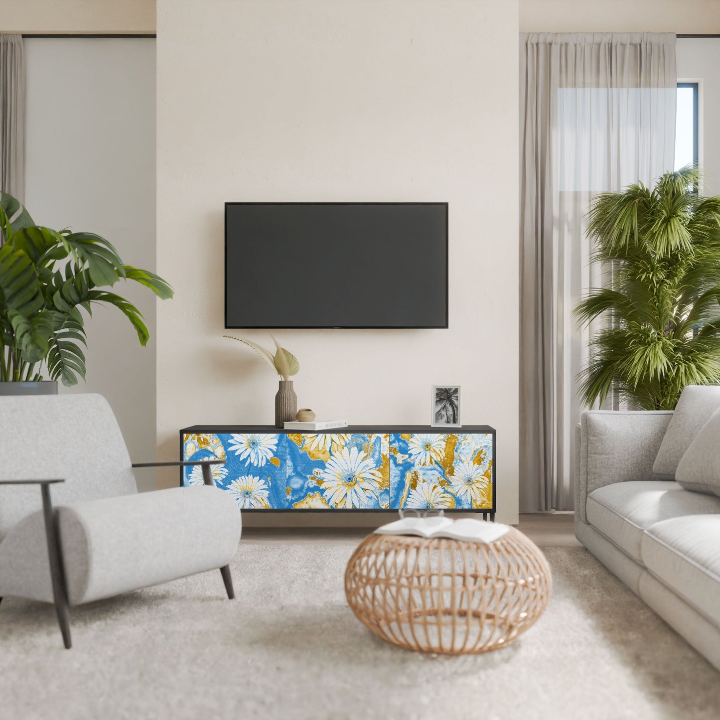 Mobile TV DAISY LUXE a 3 ante in finitura nera