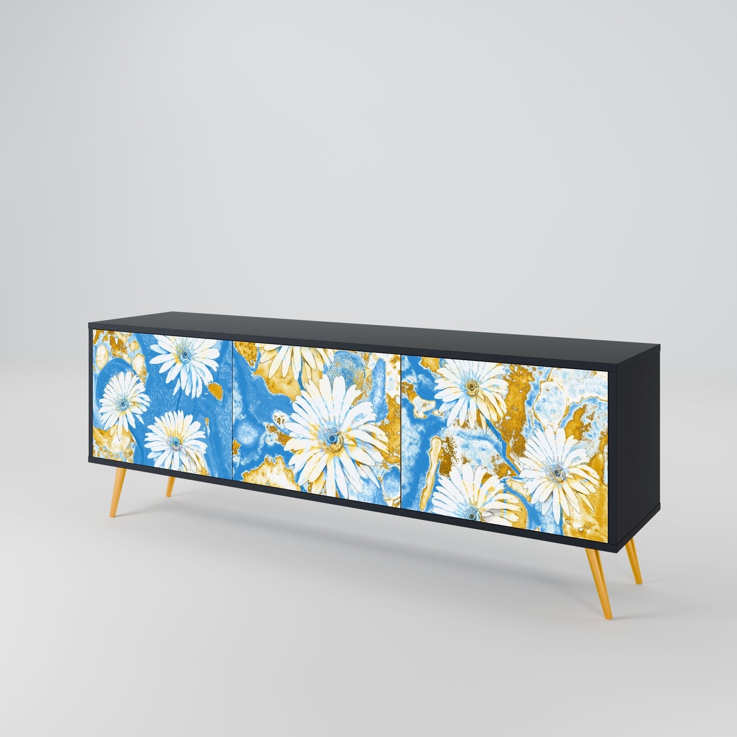 Mobile TV DAISY LUXE a 3 ante in finitura nera