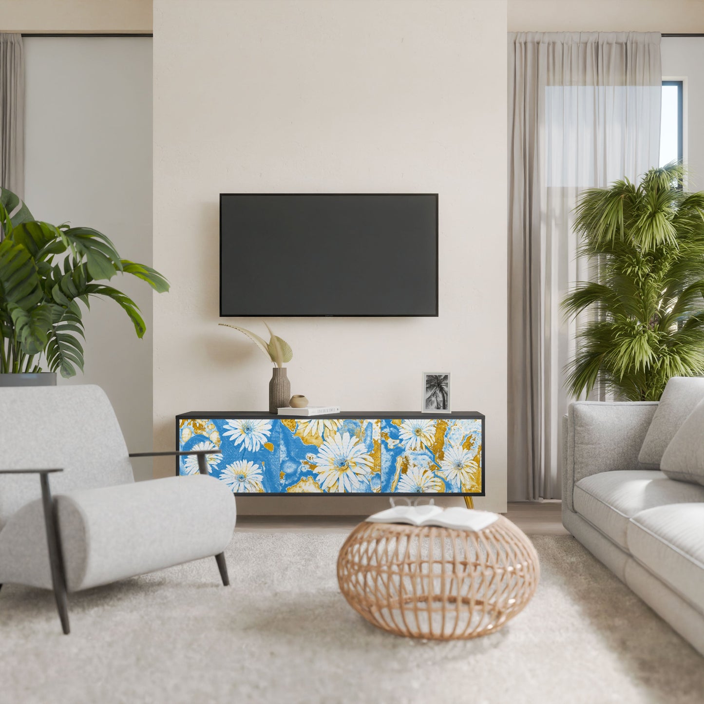 Mobile TV DAISY LUXE a 3 ante in finitura nera