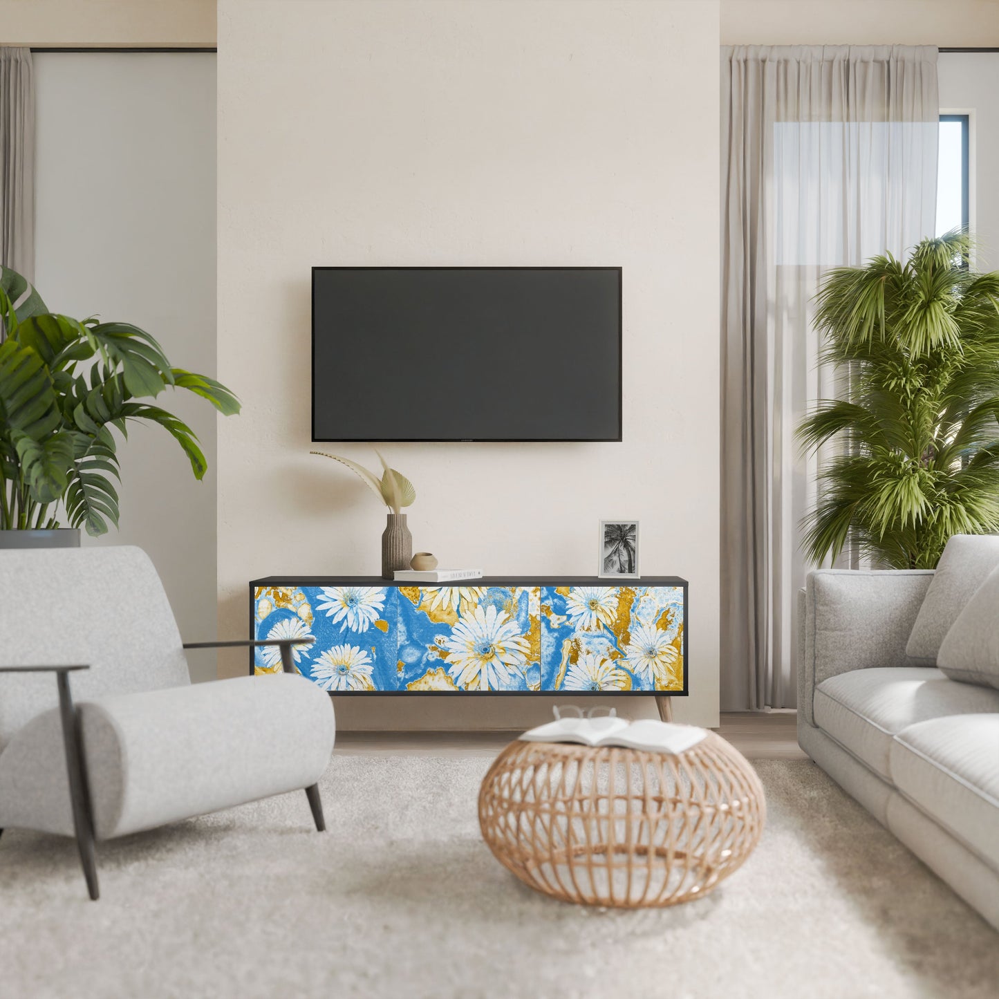 Mobile TV DAISY LUXE a 3 ante in finitura nera