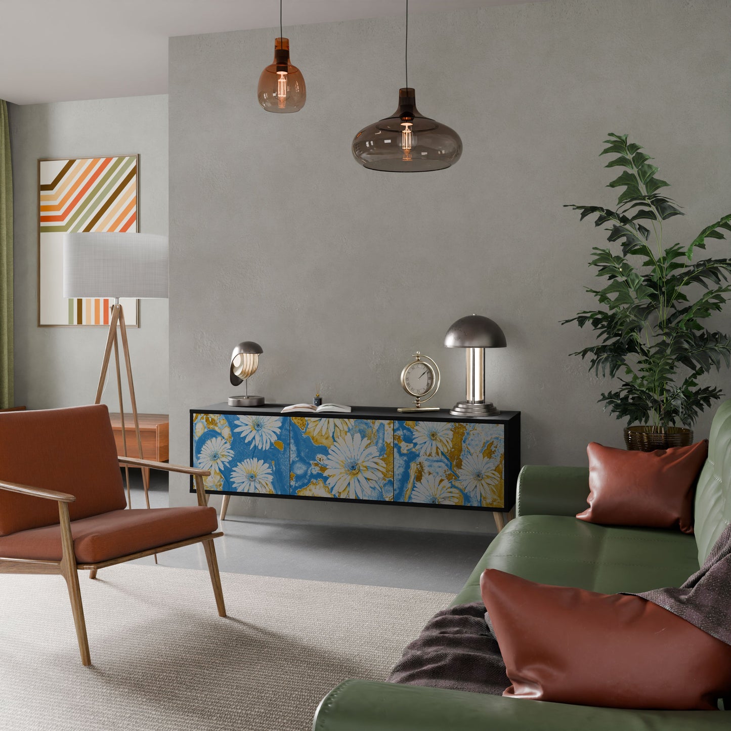 Mobile TV DAISY LUXE a 3 ante in finitura nera