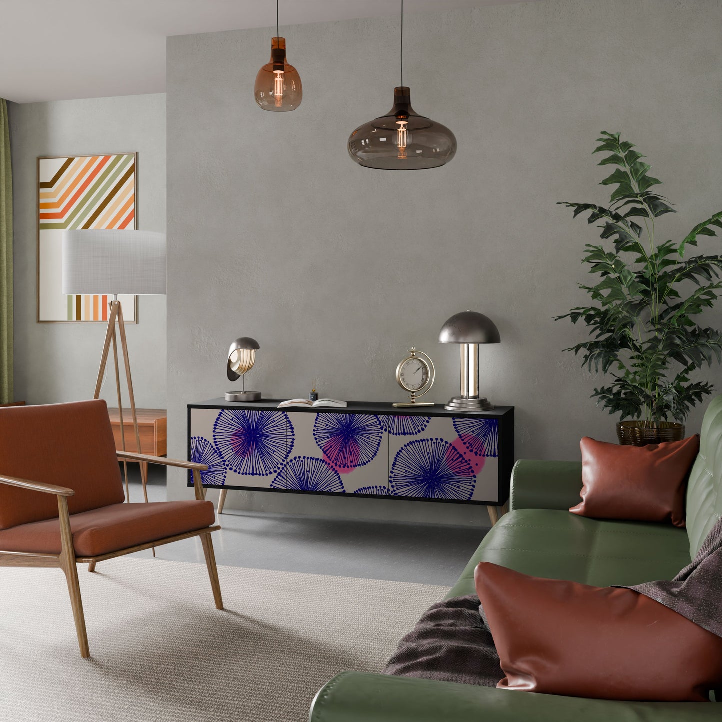 Mobile TV MAGIC NATURE a 3 ante in finitura nera