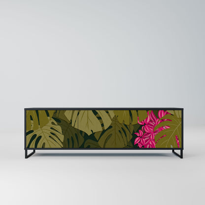 TROPICAL BEAUTY 3-Door TV Stand in Black Finish