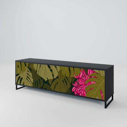 TROPICAL BEAUTY 3-Door TV Stand in Black Finish