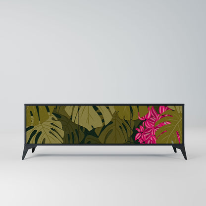 TROPICAL BEAUTY 3-Door TV Stand in Black Finish