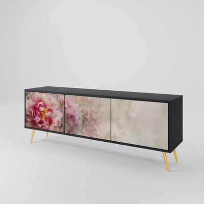 PEONY WHISPER 3-Door TV Stand in Black Finish