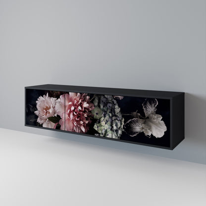 PURE BLOSSOM 3-Door TV Stand in Black Finish