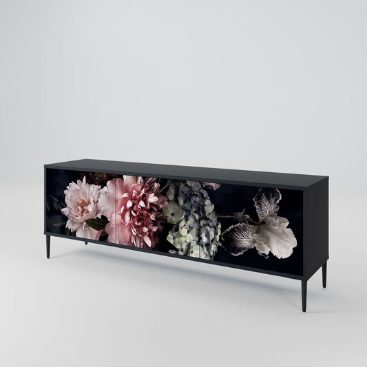 Mobile TV PURE BLOSSOM a 3 ante con finitura nera
