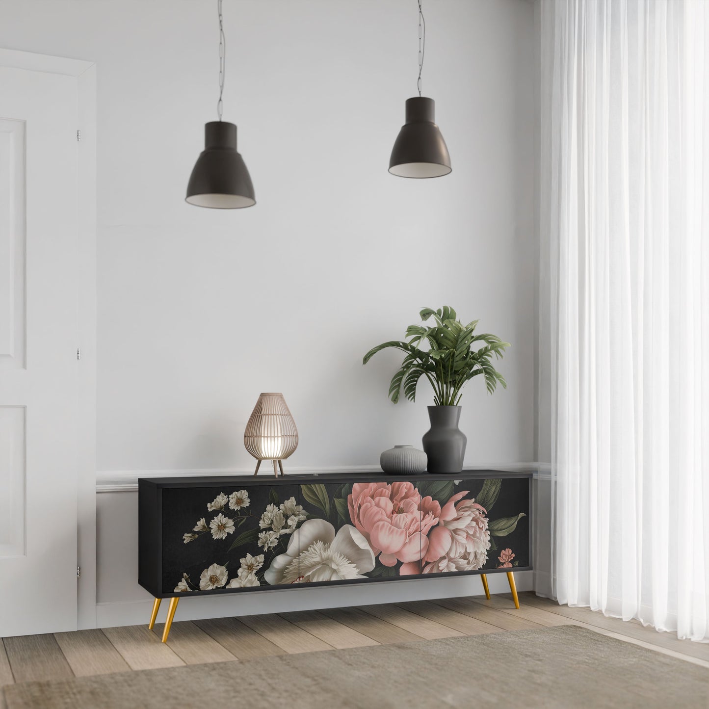 Mobile TV LUSH ELEGANCE a 3 ante con finitura nera