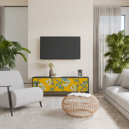 Mobile TV YELLOW CHINOISERIE a 3 ante con finitura nera