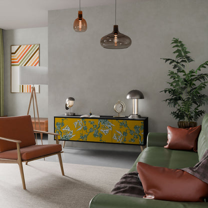 Mobile TV YELLOW CHINOISERIE a 3 ante con finitura nera