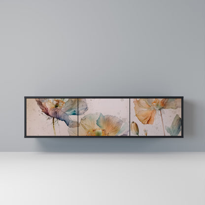 Mobile TV SOFTEN POPPY a 3 ante con finitura nera
