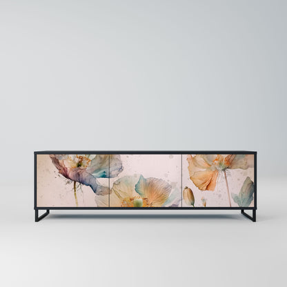 Mobile TV SOFTEN POPPY a 3 ante con finitura nera