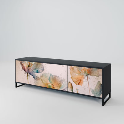 Mobile TV SOFTEN POPPY a 3 ante con finitura nera