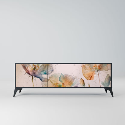 Mobile TV SOFTEN POPPY a 3 ante con finitura nera