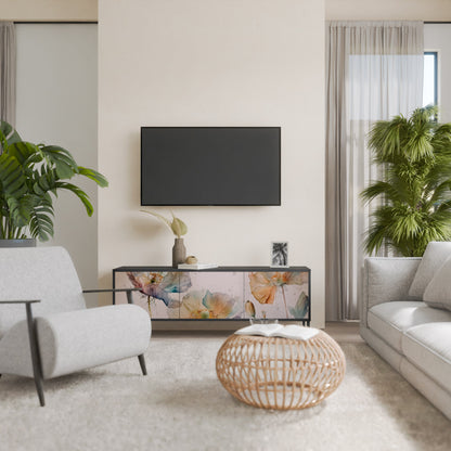 Mobile TV SOFTEN POPPY a 3 ante con finitura nera