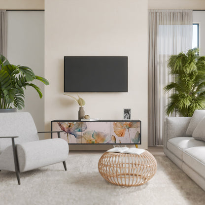 Mobile TV SOFTEN POPPY a 3 ante con finitura nera