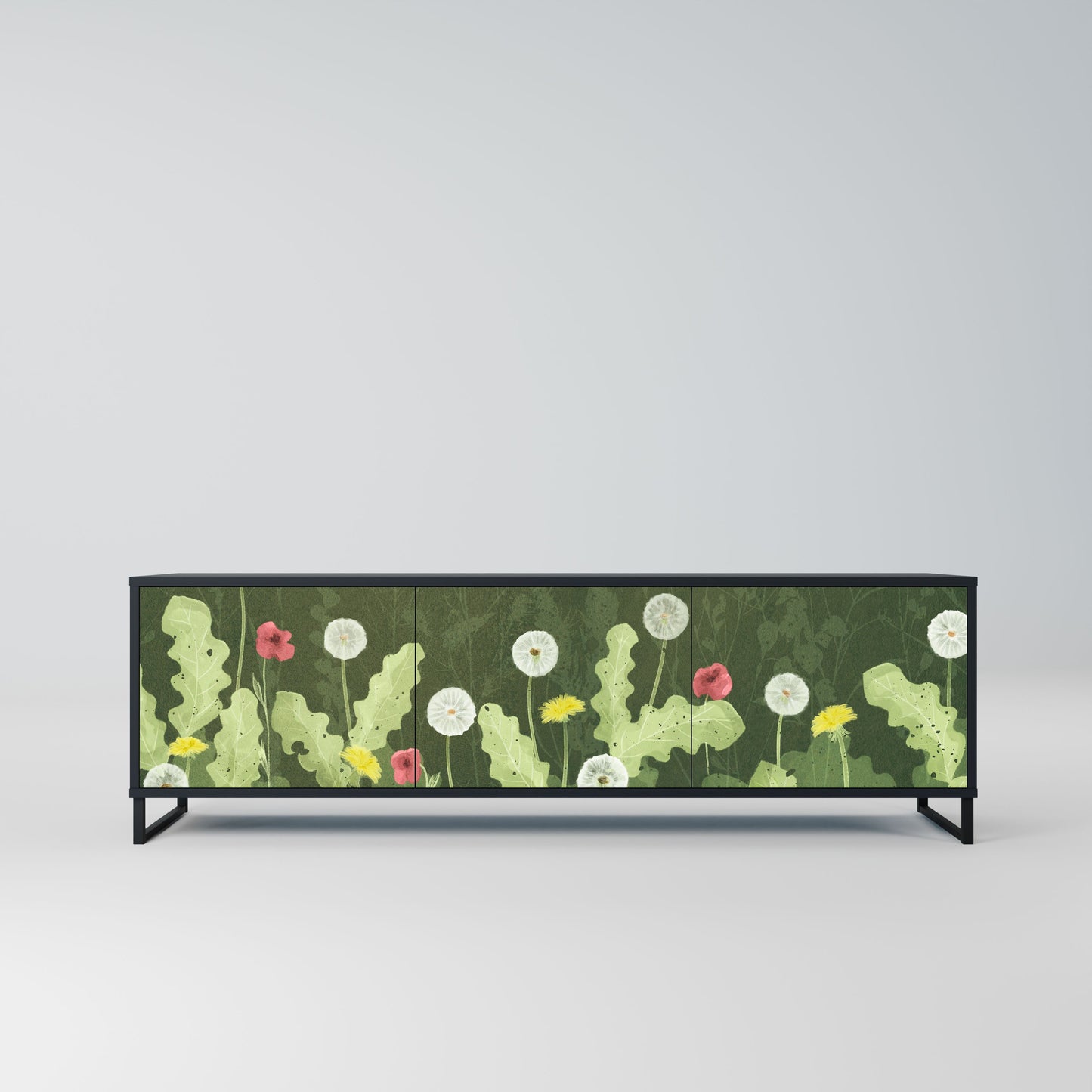 Mobile TV DANDELION AMUSE a 3 ante con finitura nera