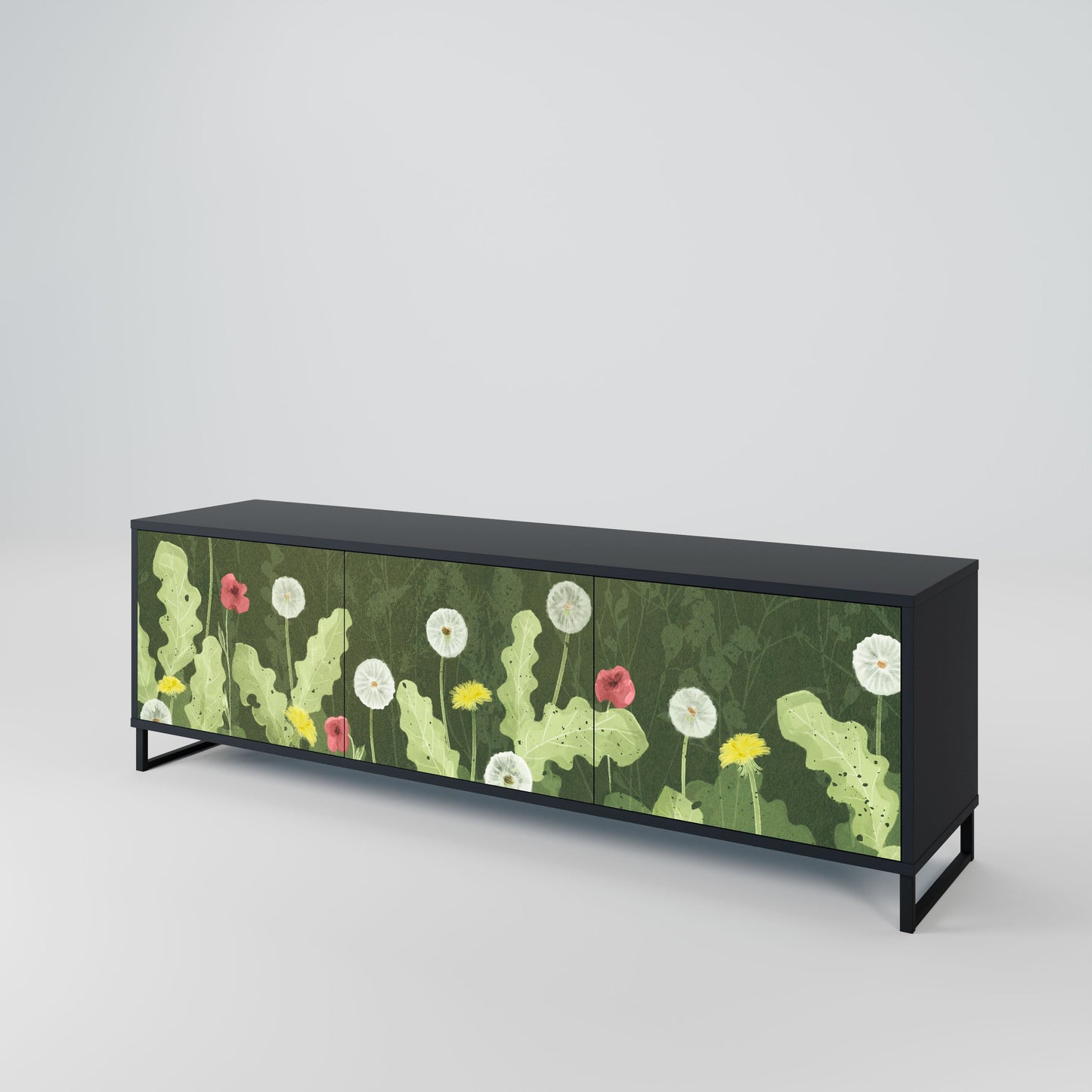 Mobile TV DANDELION AMUSE a 3 ante con finitura nera