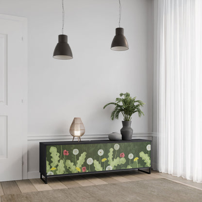 Mobile TV DANDELION AMUSE a 3 ante con finitura nera