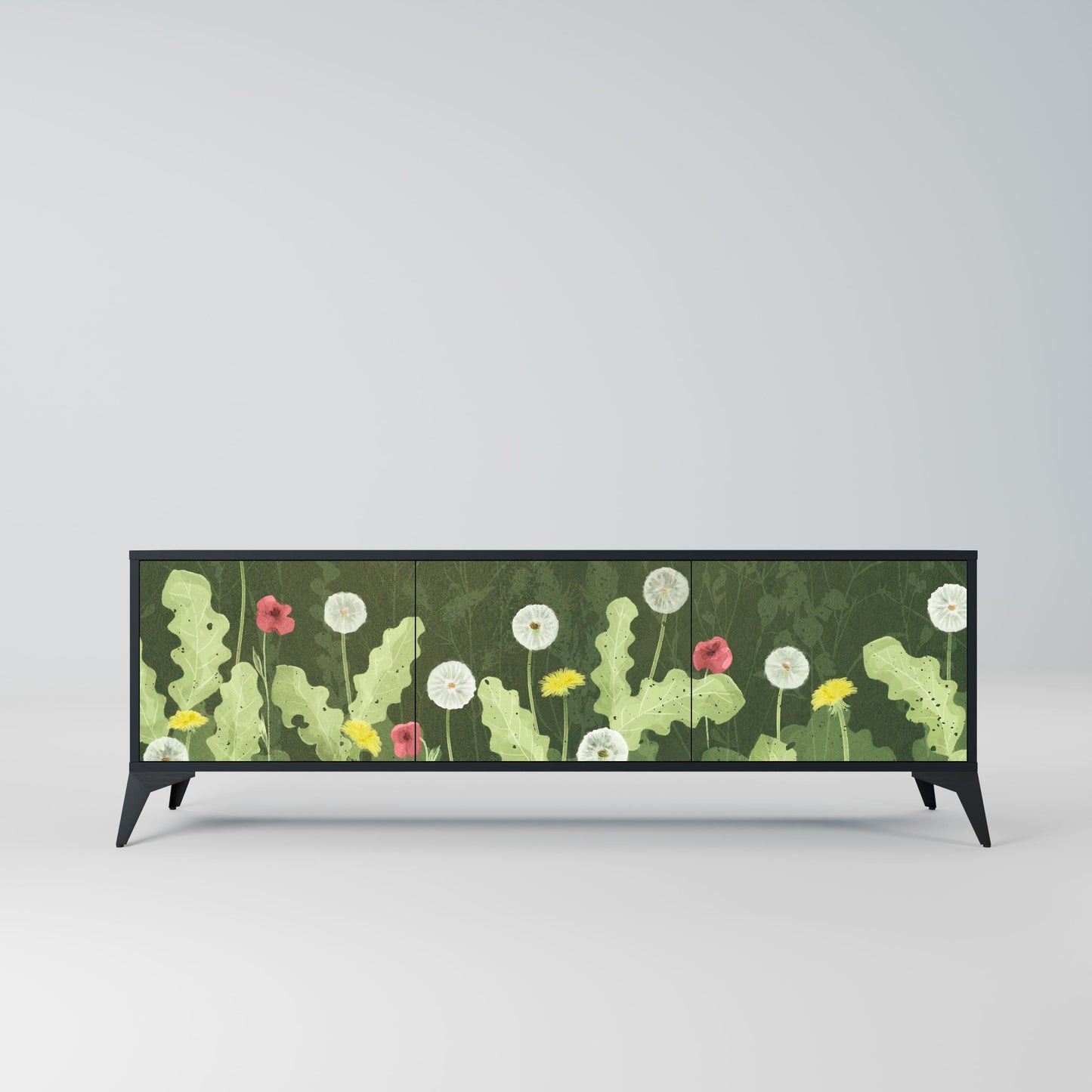 Mobile TV DANDELION AMUSE a 3 ante con finitura nera