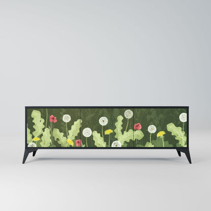 Mobile TV DANDELION AMUSE a 3 ante con finitura nera