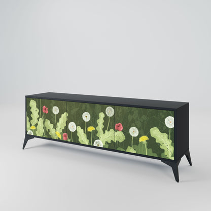 Mobile TV DANDELION AMUSE a 3 ante con finitura nera