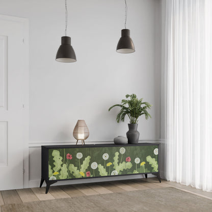 Mobile TV DANDELION AMUSE a 3 ante con finitura nera