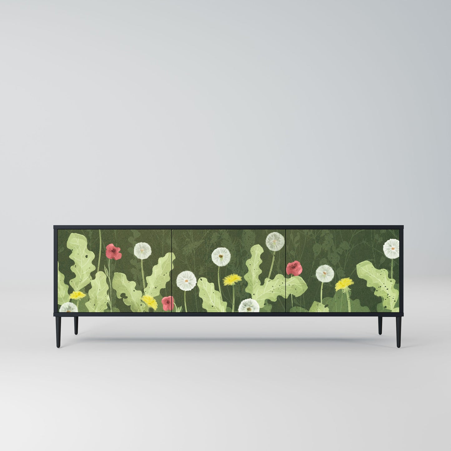 Mobile TV DANDELION AMUSE a 3 ante con finitura nera