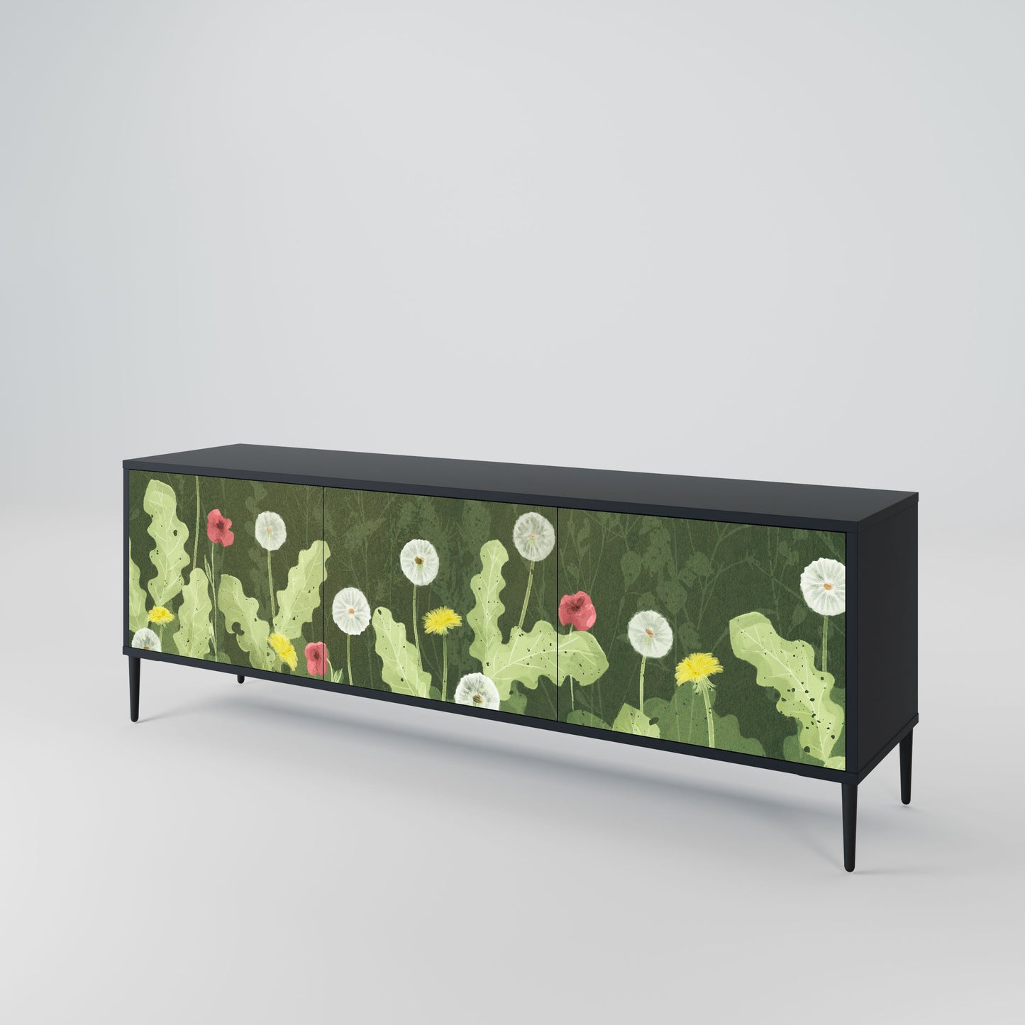 Mobile TV DANDELION AMUSE a 3 ante con finitura nera