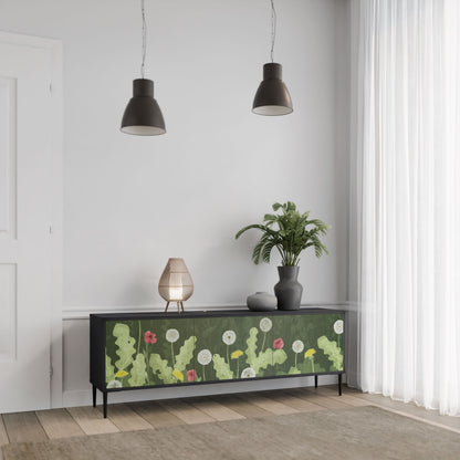 Mobile TV DANDELION AMUSE a 3 ante con finitura nera