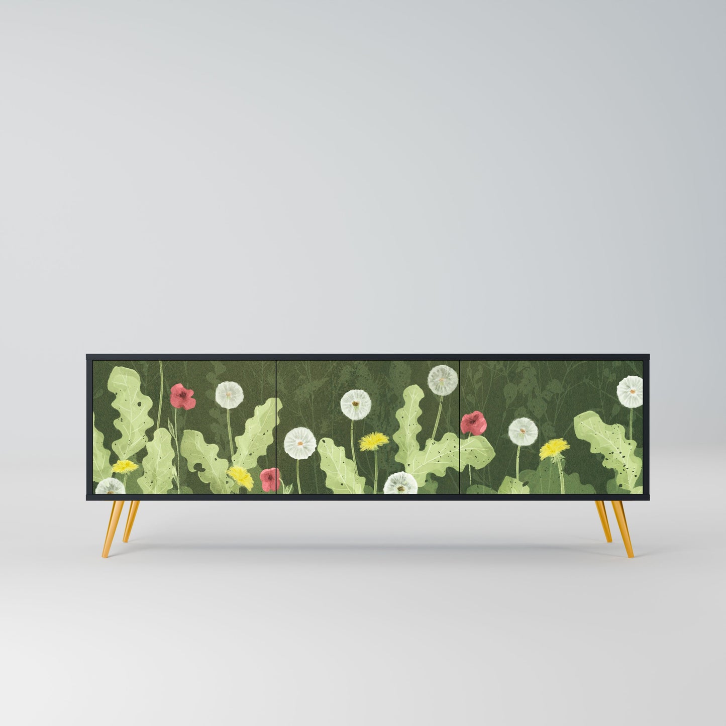 Mobile TV DANDELION AMUSE a 3 ante con finitura nera